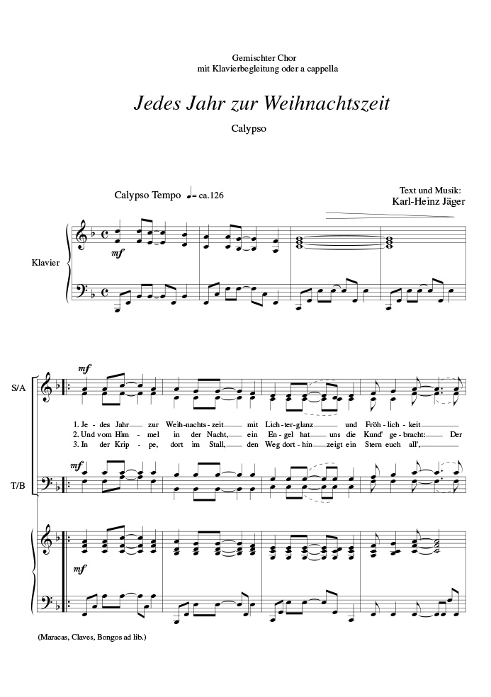 Jedes-Jahr-zur-Weihnachtszeit-Calypso-vierstimmig-4-stimmig-gemischter-chor-satb-Klavierpartitur-chorus-music